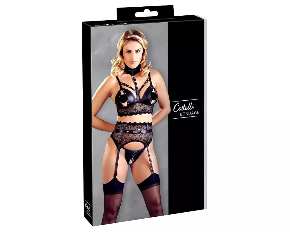 Bondage - čipková spodná bielizeň so putami (čierna) Bondage - čipková spodná bielizeň so putami (čierna)