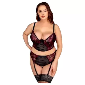 Plus Size – súprava podprsenky (červená)