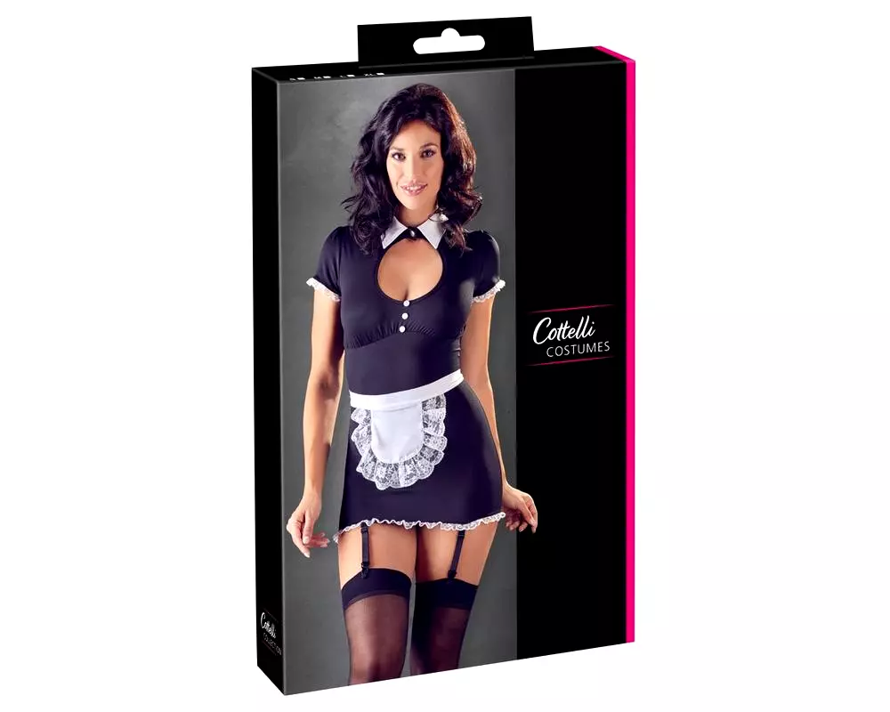 Sexy čierna-biela slúžka s podväzkami Sexy čierna-biela slúžka s podväzkami
