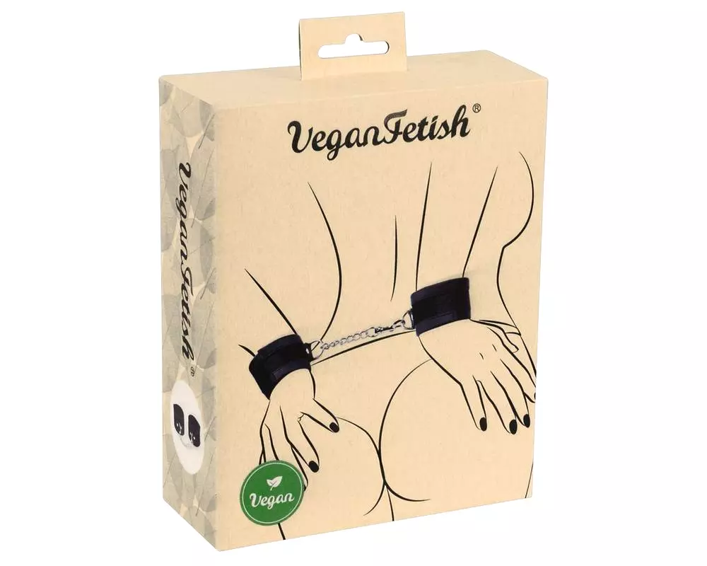 Vegán Fetish - čierne putá na ruky s krátkou reťazou Vegán Fetish - čierne putá na ruky s krátkou reťazou
