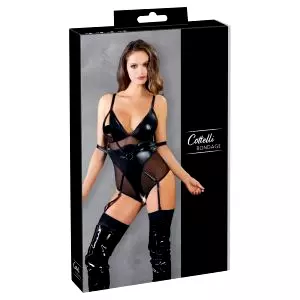 Bondage - lesklé body s putami (čierne)