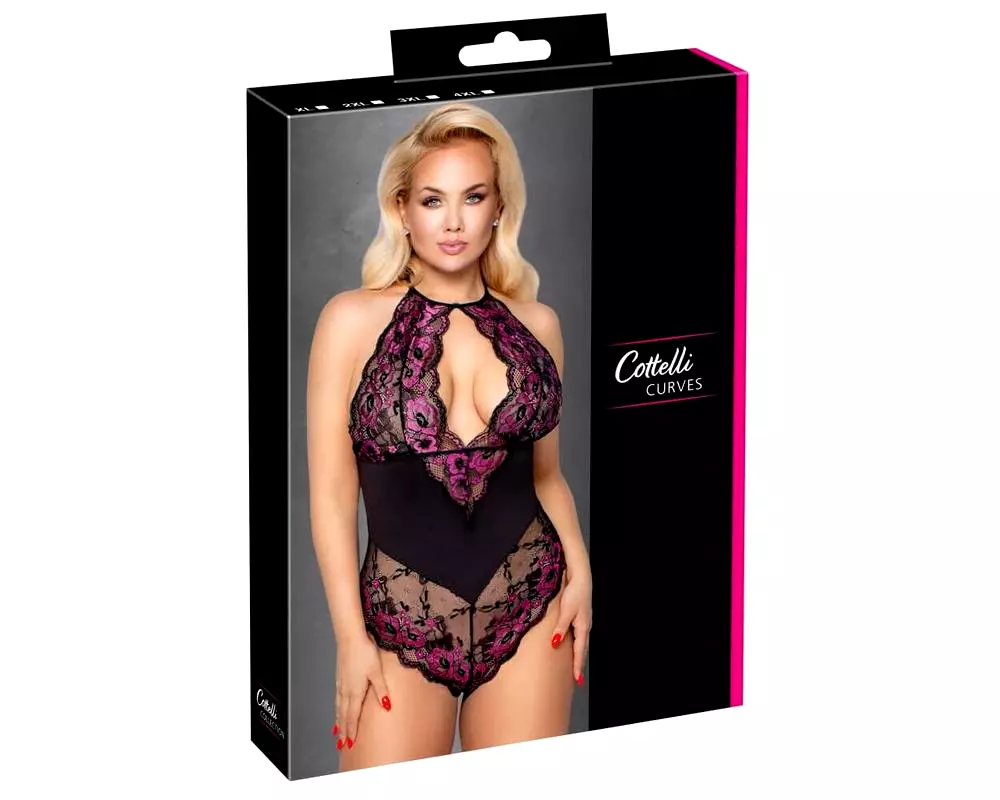 Plus Size - kvetinové body (čierna-fialová) Plus Size - kvetinové body (čierna-fialová)