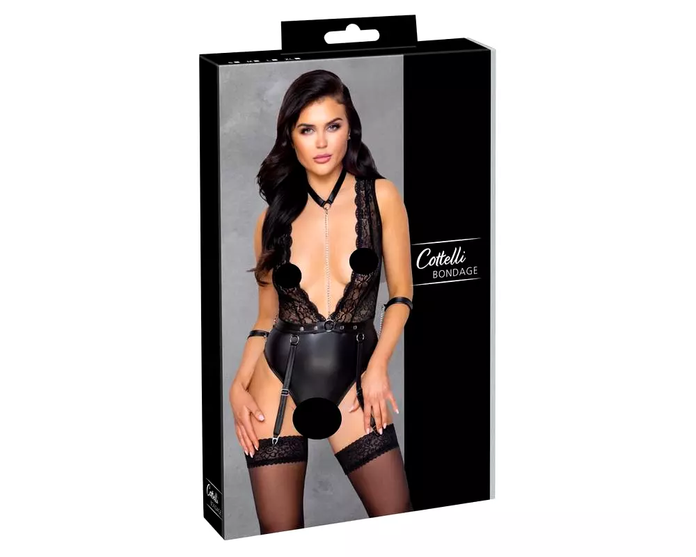 Bondage - čipkované body s nákrčníkom (čierne) Bondage - čipkované body s nákrčníkom (čierne)