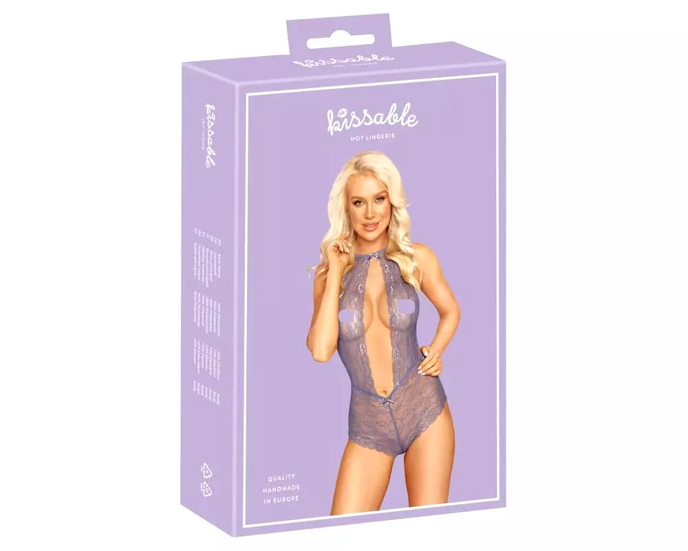 Bozkávacie - čipkované body s remienkom na krk (fialové) Bozkávacie - čipkované body s remienkom na krk (fialové)