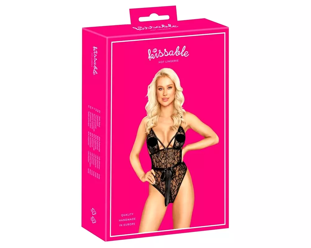 Bozkávatelná - čipkované body (čierne) Bozkávatelná - čipkované body (čierne)