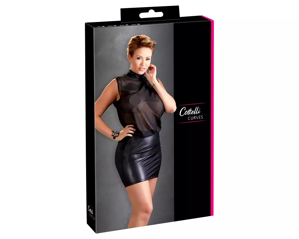 Plus Size - lesklé šifónové šaty (čierne) Plus Size - lesklé šifónové šaty (čierne)