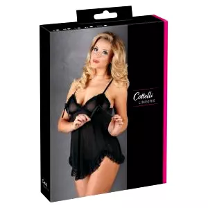Jemný volánový babydoll (čierny)
