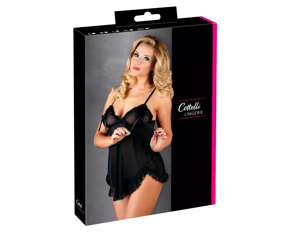 Jemný volánový babydoll (čierny) Jemný volánový babydoll (čierny)