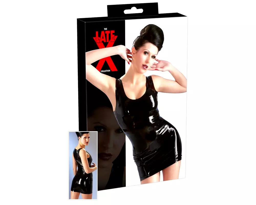 LATEX - bezrukové mini šaty (čierne) LATEX - bezrukové mini šaty (čierne)