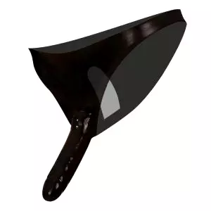 Latex nohavičky s vnútorným a vonkajším dildo - čierne (S-L)