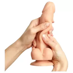 S - dvojvrstvové dildo s prísavkou (prírodná farba)