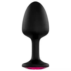 Geisha Plug Ruby L - análna hračka s ružovým kameňom (čierna)