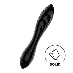 Dazzling Crystal 1 - obojstranné sklenené dildo (čierne)