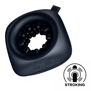 Ring Stroker - nabíjateľný vibračný masturbátor (čierny)