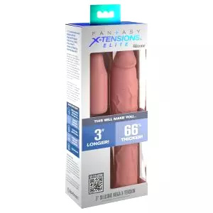 X-TENSION Elite 3 - nastaviteľný návlek na penis (prírodný)