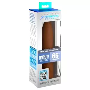 X-TENSION Elite - nastaviteľný otvorený návlek na penis (tmavý prírodný)