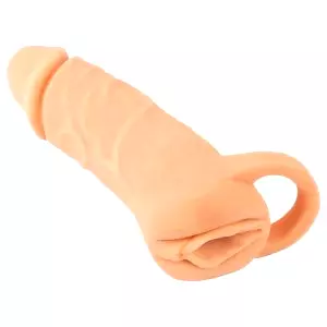 Prírodná pokožka - návlek na penis a umelá vagína - 18cm (prírodná)