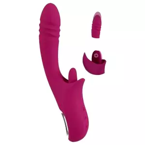 Licking & Thrusting - jazykový a prirážací vibrátor (fialový)
