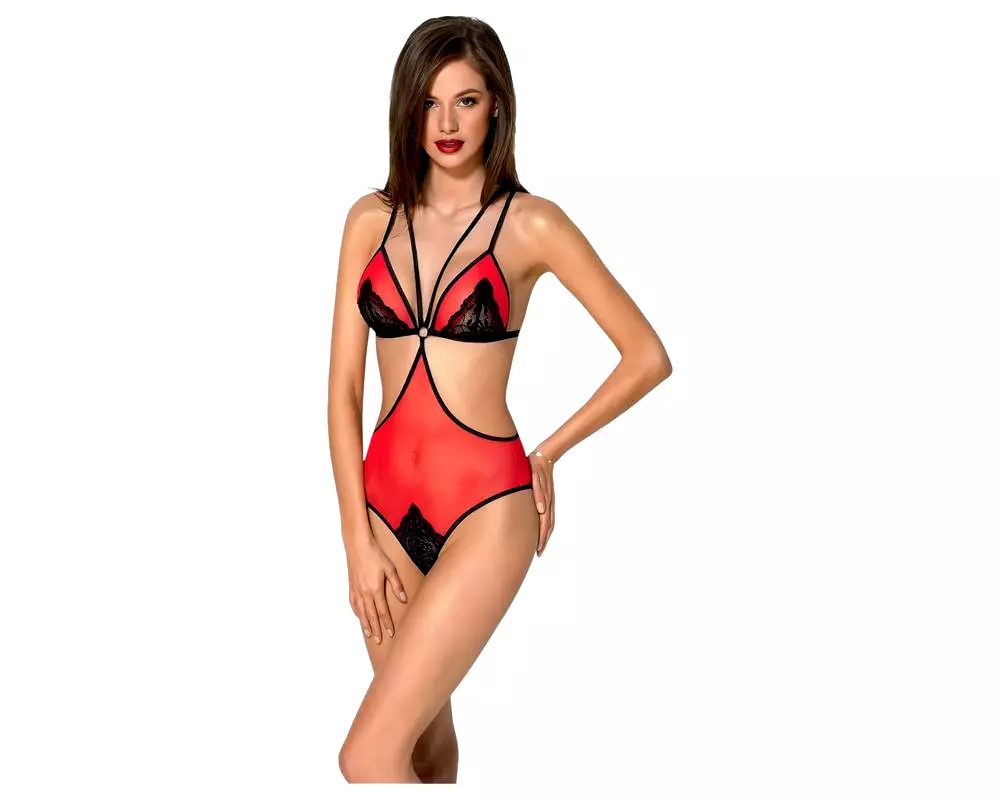 Peonia - Body s bočnými výrezmi (červená) Peonia - Body s bočnými výrezmi (červená)