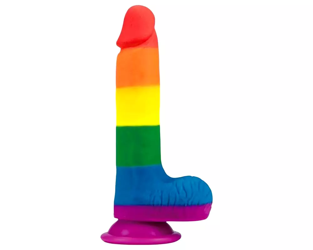Prider - realistický dúhový dildo s semenníkmi - 20cm Prider - realistický dúhový dildo s semenníkmi - 20cm