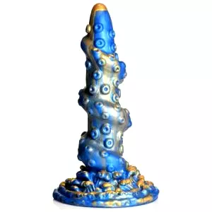 Kraken - špirálová chápadlová dildo - 21cm (zlatomodrá)