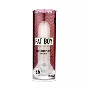 Fat Boy Kockovaný - návlek na penis (17 cm) - biela