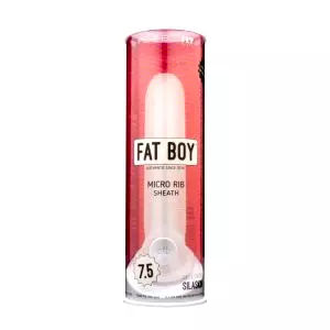 Fat Boy Micro Ribbed - návlek na penis (19 cm) - biela