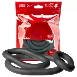 Ultra Wrap - hrubá sada krúžkov na penis - čierna (3 ks)