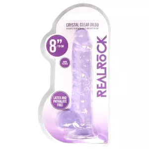 Priehľadné realistické dildo - fialová (19 cm)