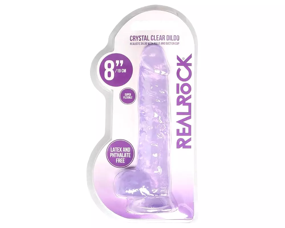 Priehľadné realistické dildo - fialová (19 cm) Priehľadné realistické dildo - fialová (19 cm)