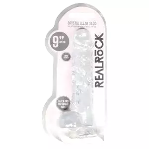 Priehľadný realistický dildo - priehľadný (22 cm)