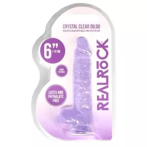 Priehľadný realistický fialový dildo (15 cm)