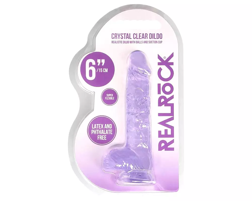 Priehľadný realistický fialový dildo (15 cm) Priehľadný realistický fialový dildo (15 cm)