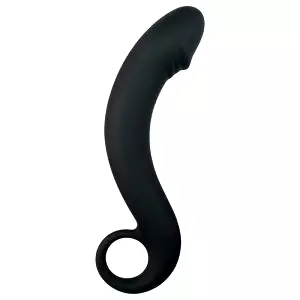 Zahnuté dildo - silikónové análne (čierne)