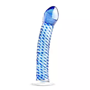 Glass No. 5 - špirálový sklenený dildo (priehľadno-modrý)