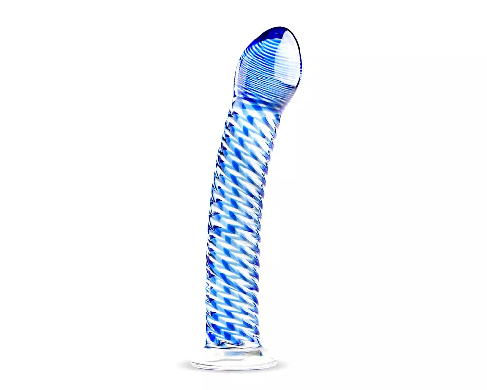 Glass No. 5 - špirálový sklenený dildo (priehľadno-modrý) Glass No. 5 - špirálový sklenený dildo (priehľadno-modrý)