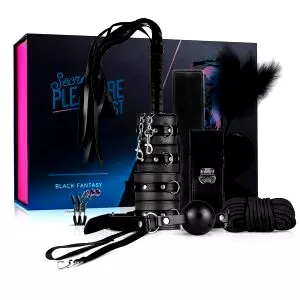 Tajomný pôžitok - pokročilá BDSM sada - 14 dielov (čierna)