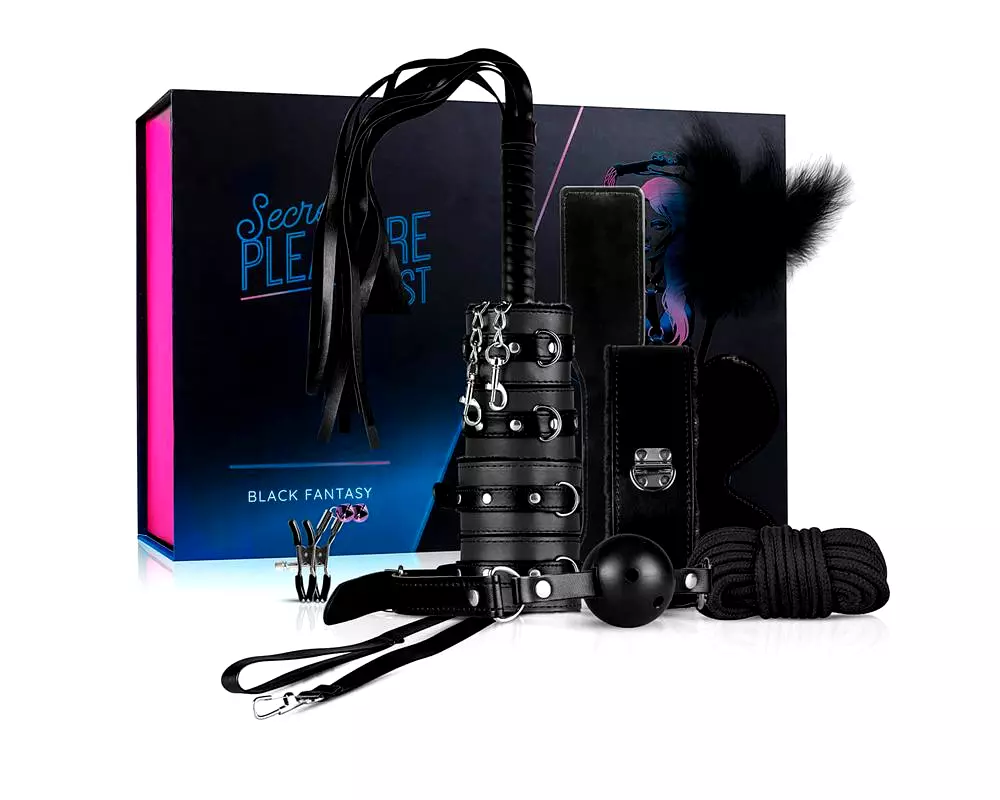 Tajomný pôžitok - pokročilá BDSM sada - 14 dielov (čierna) Tajomný pôžitok - pokročilá BDSM sada - 14 dielov (čierna)