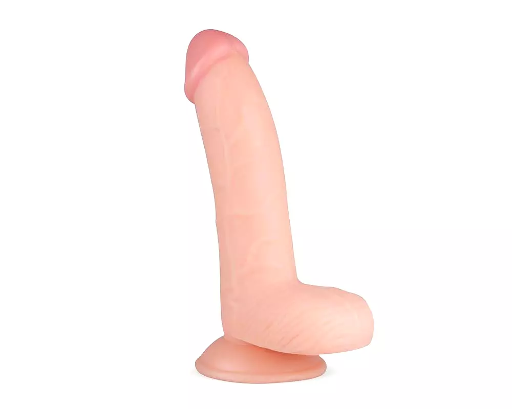 Cliff - realistický dildo s tvarom varlat - 22 cm (prírodný) Cliff - realistický dildo s tvarom varlat - 22 cm (prírodný)
