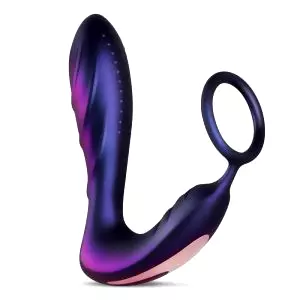 Čierna Diera - rádiový análny vibrátor s erekčným krúžkom (fialový)
