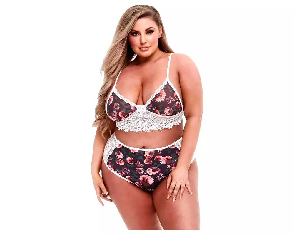 Plus Size - kvetinová čipková podprsenka set Plus Size - kvetinová čipková podprsenka set