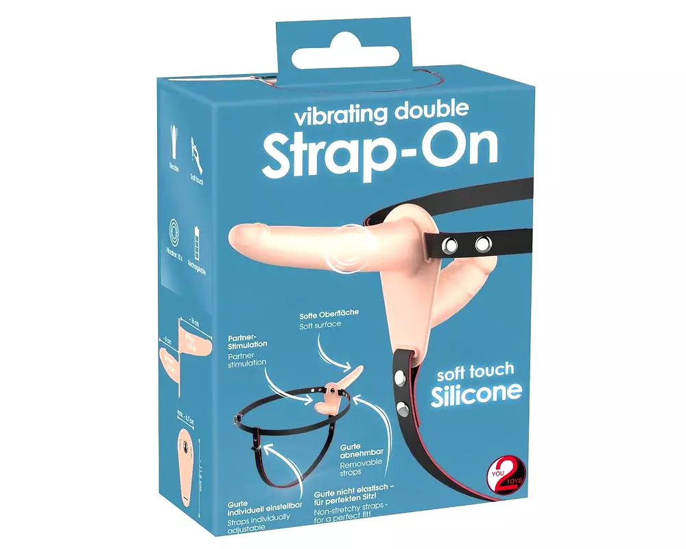 Strap-On - dvojitý pripínací vibrátor (prírodná farba) Strap-On - dvojitý pripínací vibrátor (prírodná farba)