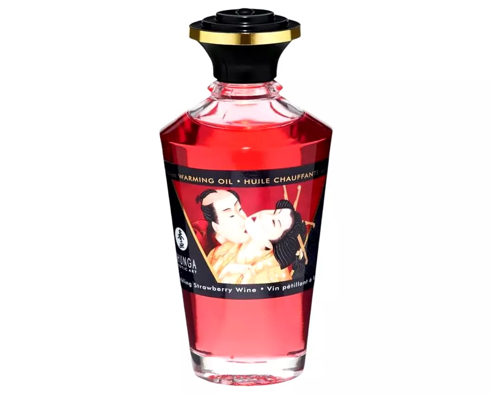 Hrejivý masážny olej - šampanské-jahoda (100ml) Hrejivý masážny olej - šampanské-jahoda (100ml)