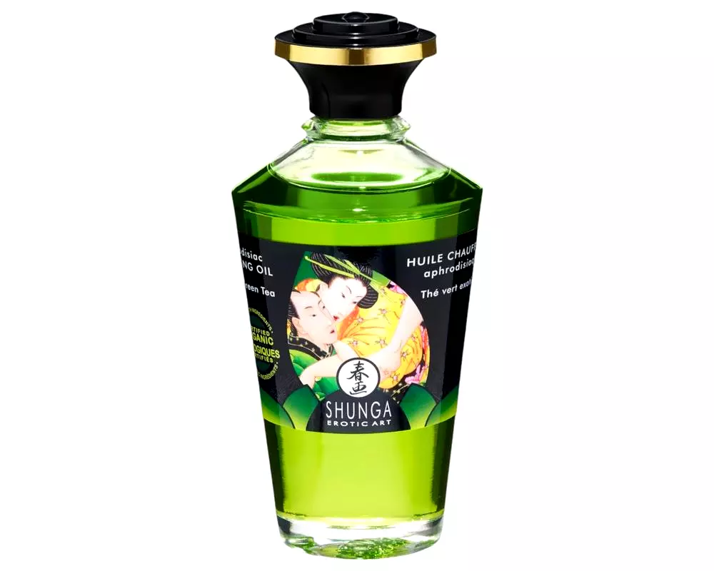 Hrejivý masážny olej - zelený čaj (100 ml) Hrejivý masážny olej - zelený čaj (100 ml)