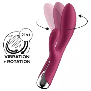 Spinning Rabbit 1 - rotačný vibrátor s klitorálnym ramenom (červený)