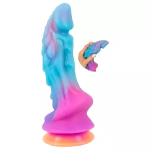 Mimozemský silikónový dildo (modro-oranžový)