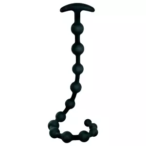 Čierne zamatové análny dildo s perličkami