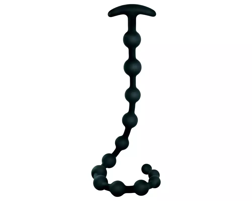 Čierne zamatové análny dildo s perličkami Čierne zamatové análny dildo s perličkami