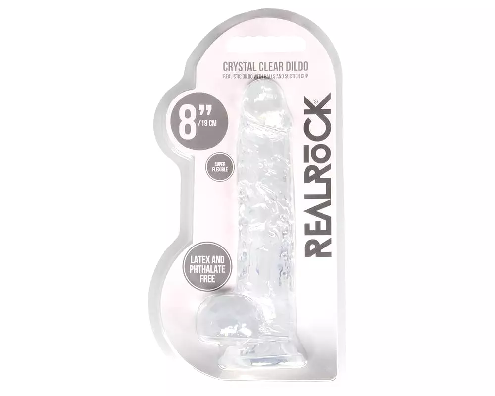 Priehľadné realistické dildo - priehľadné (19cm) Priehľadné realistické dildo - priehľadné (19cm)