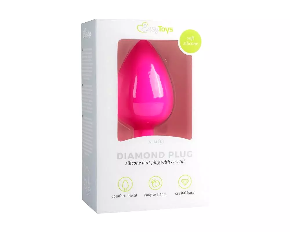 Diamond - análny kolík s bielym kameňom (veľký) - ružový Diamond - análny kolík s bielym kameňom (veľký) - ružový